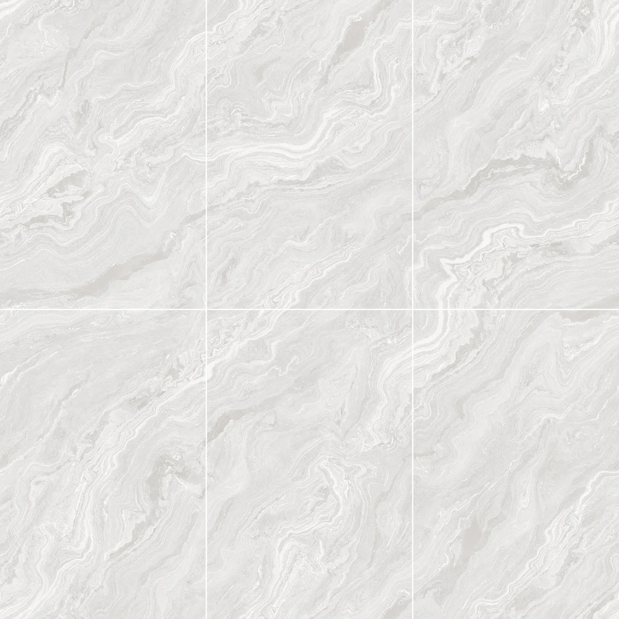 Six coordinated Gucci White white gray marble look sintered stone slab faces