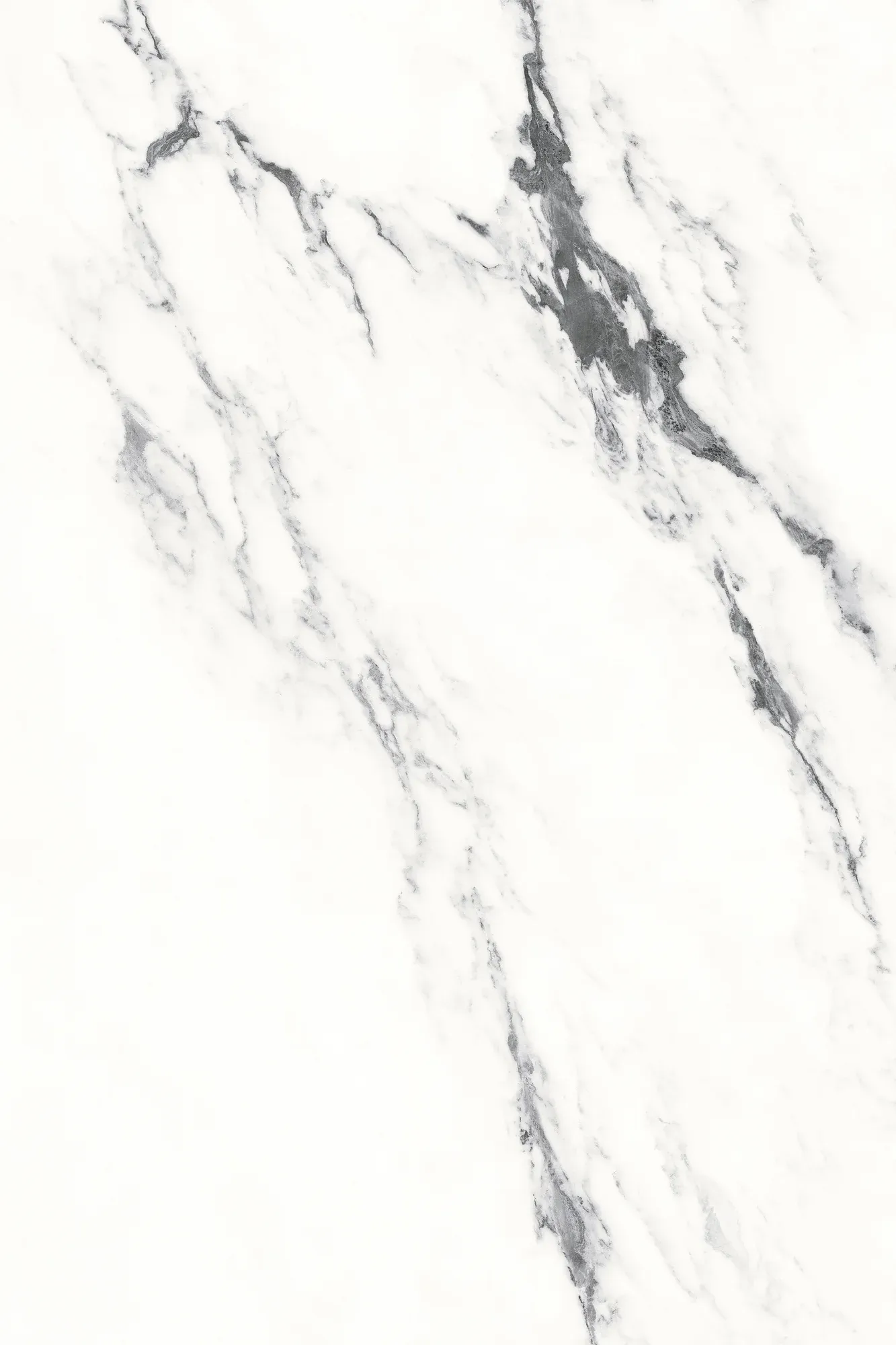 Full slab face of Ink Silence white and black marble look sintered stone