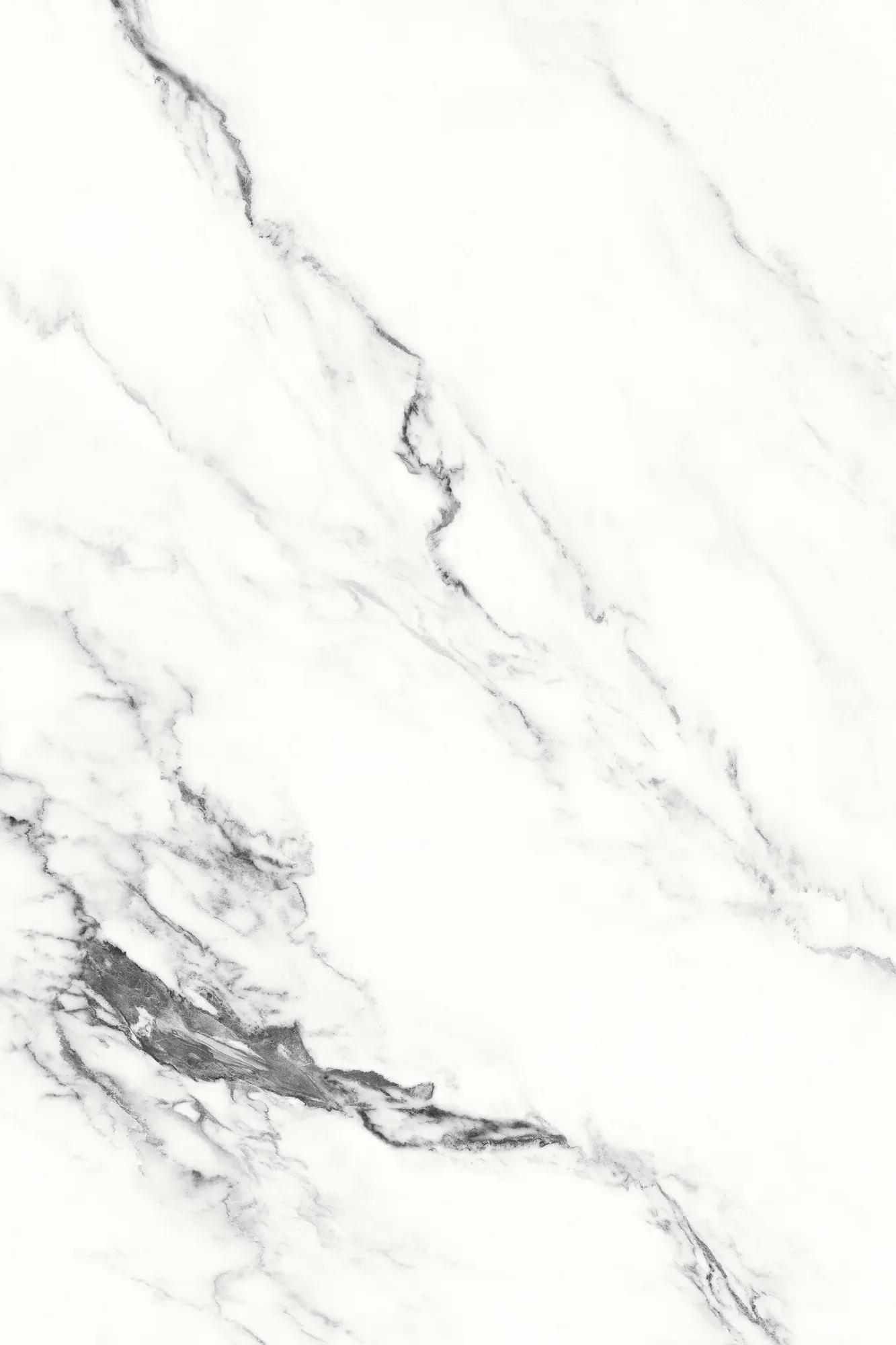 Full slab face of Ink Silence white and black marble look sintered stone