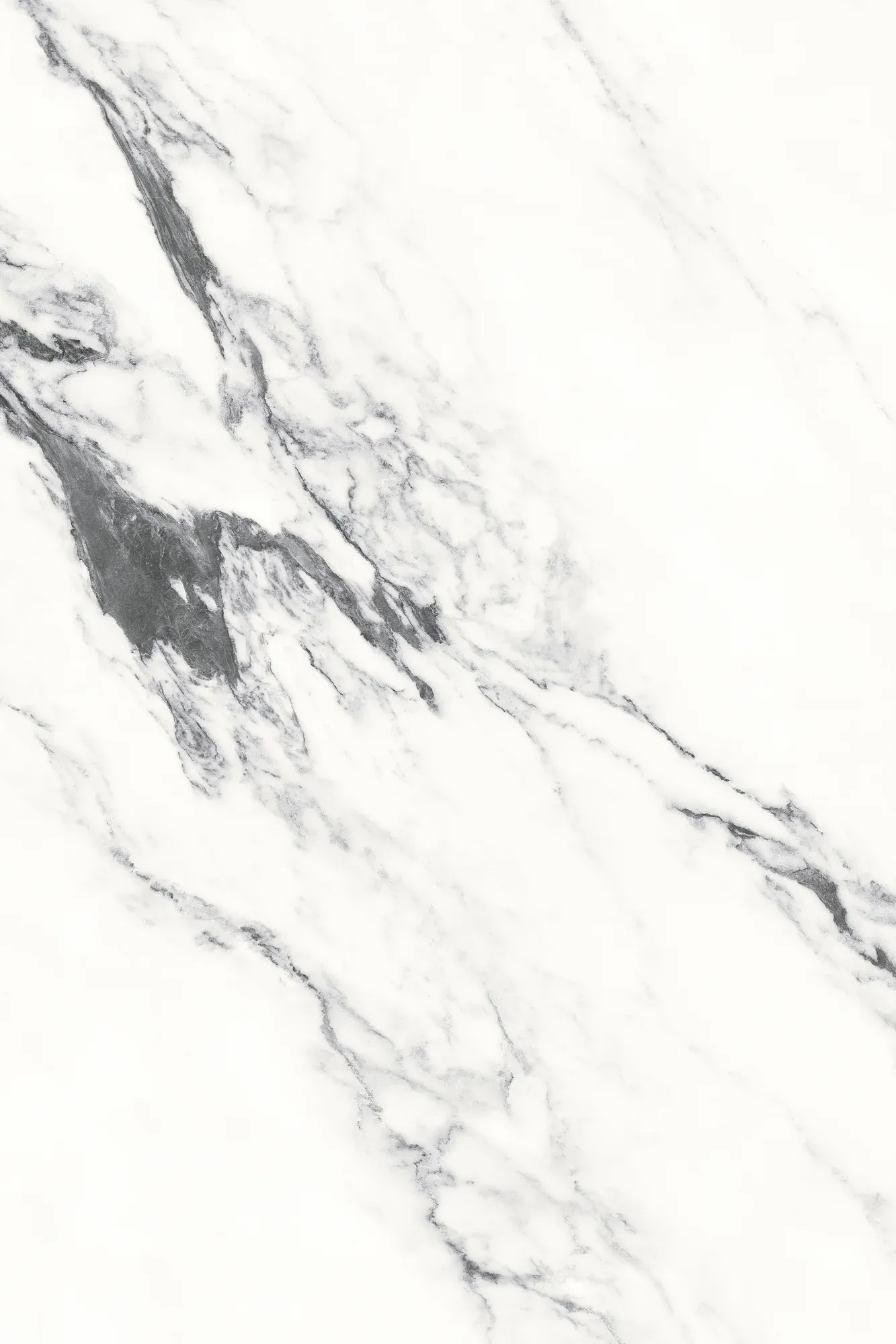 Full slab face of Ink Silence white and black marble look sintered stone