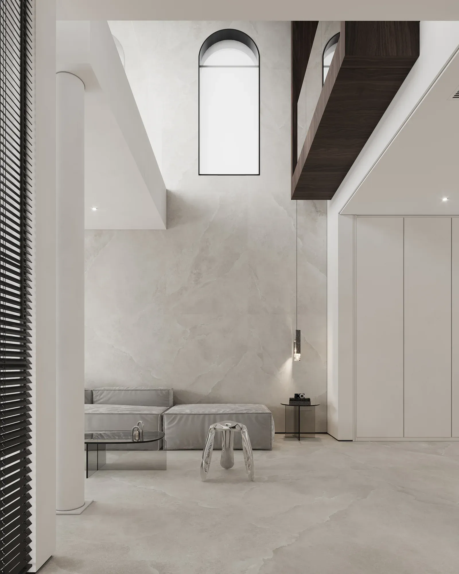 Jadeite Vein White warm white sintered stone used in a bright bathroom wall and floor
