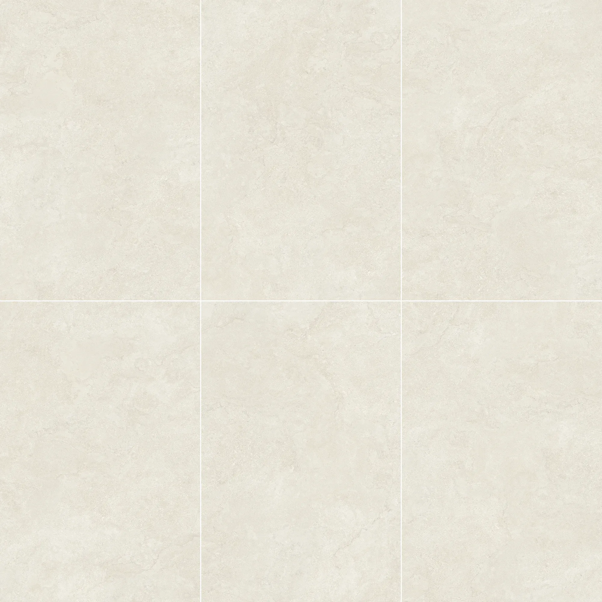 Six coordinated Portland White ivory white travertine look sintered stone slab faces