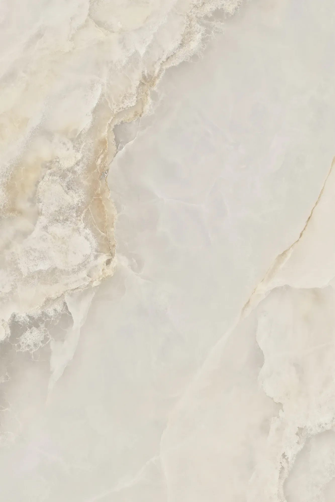 Full slab face of Raphael Jade Beige beige onyx look sintered stone