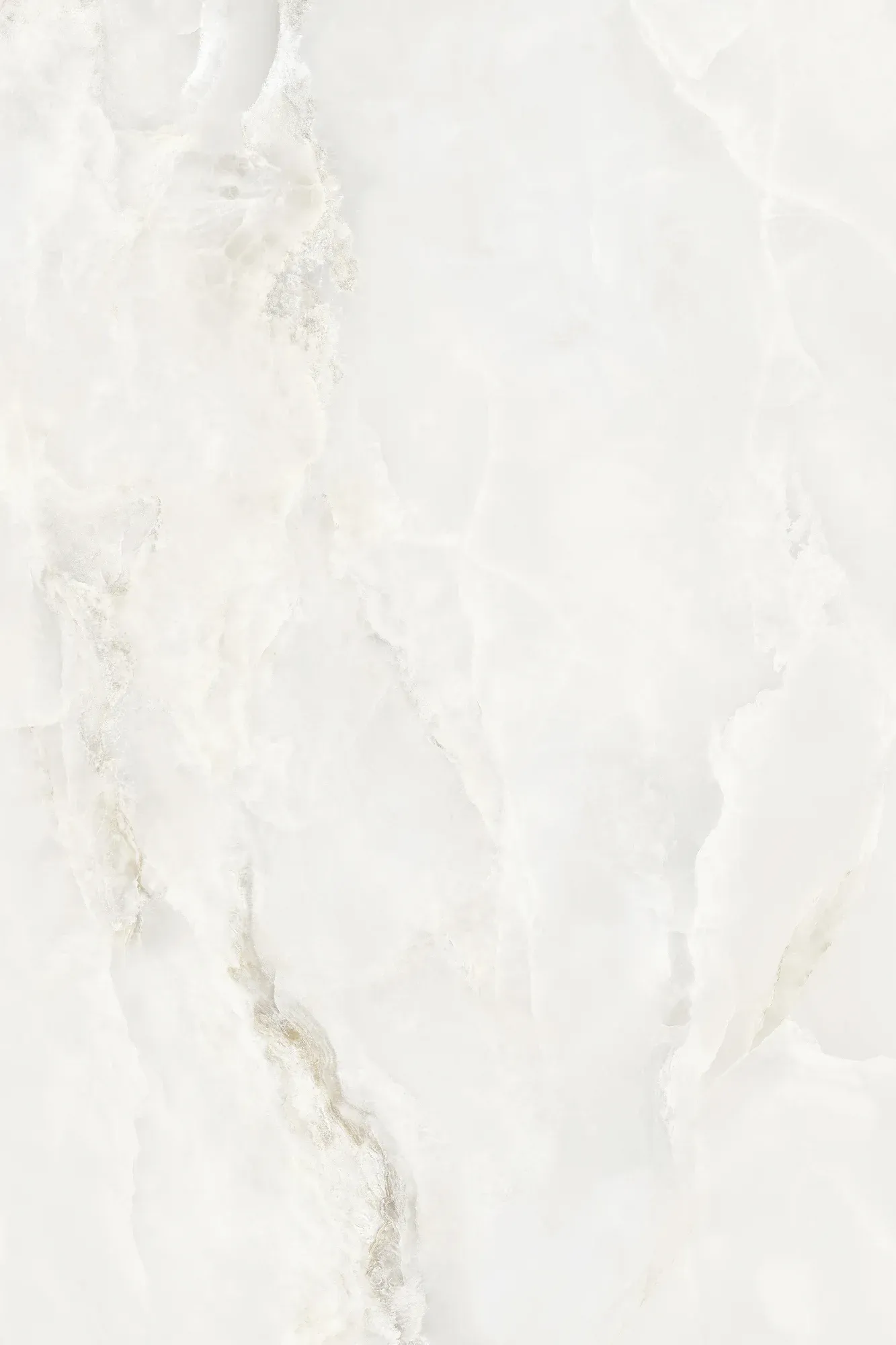 Full slab face of Raphael Jade White white onyx look sintered stone