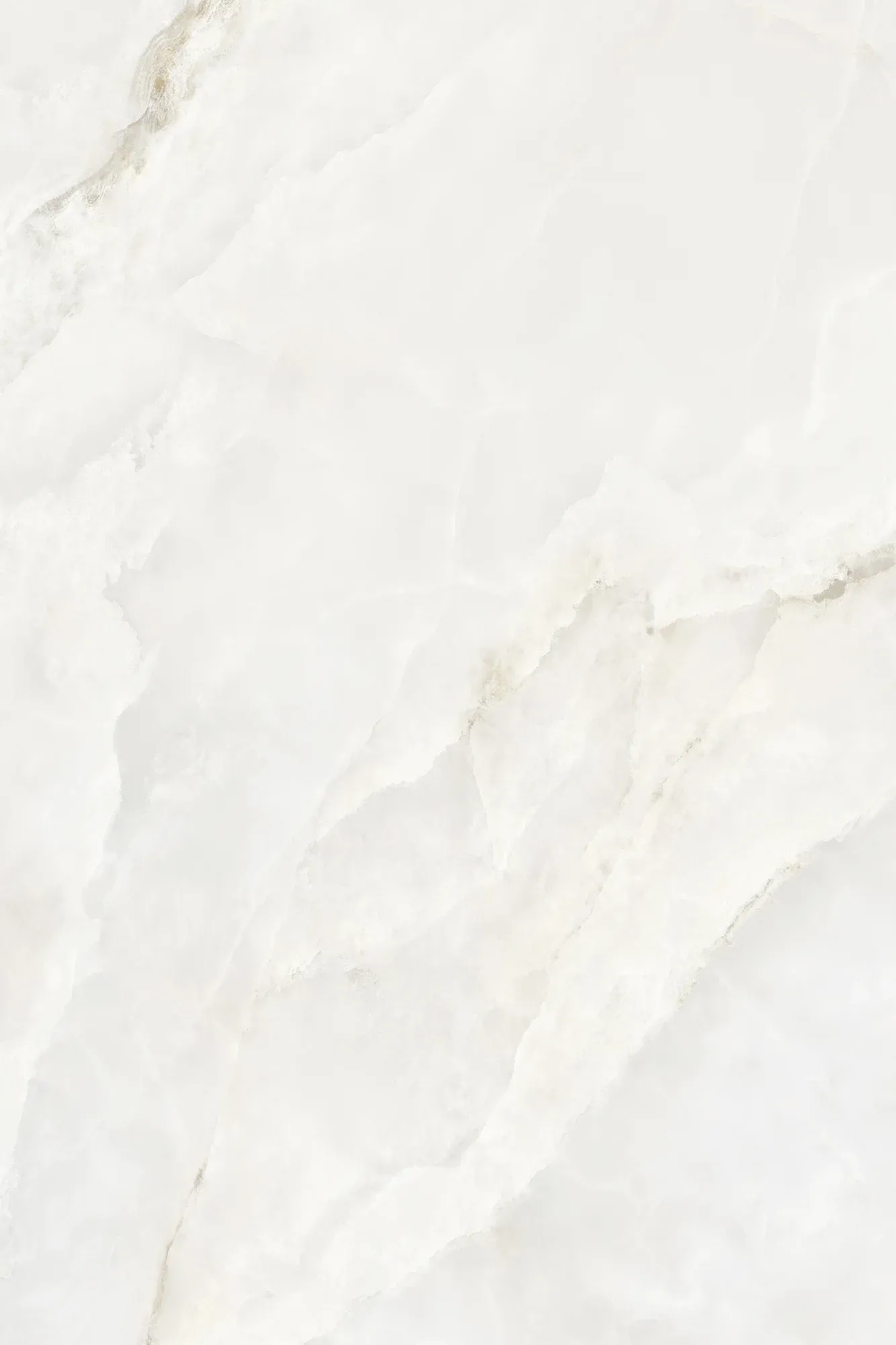 Full slab face of Raphael Jade White white onyx look sintered stone