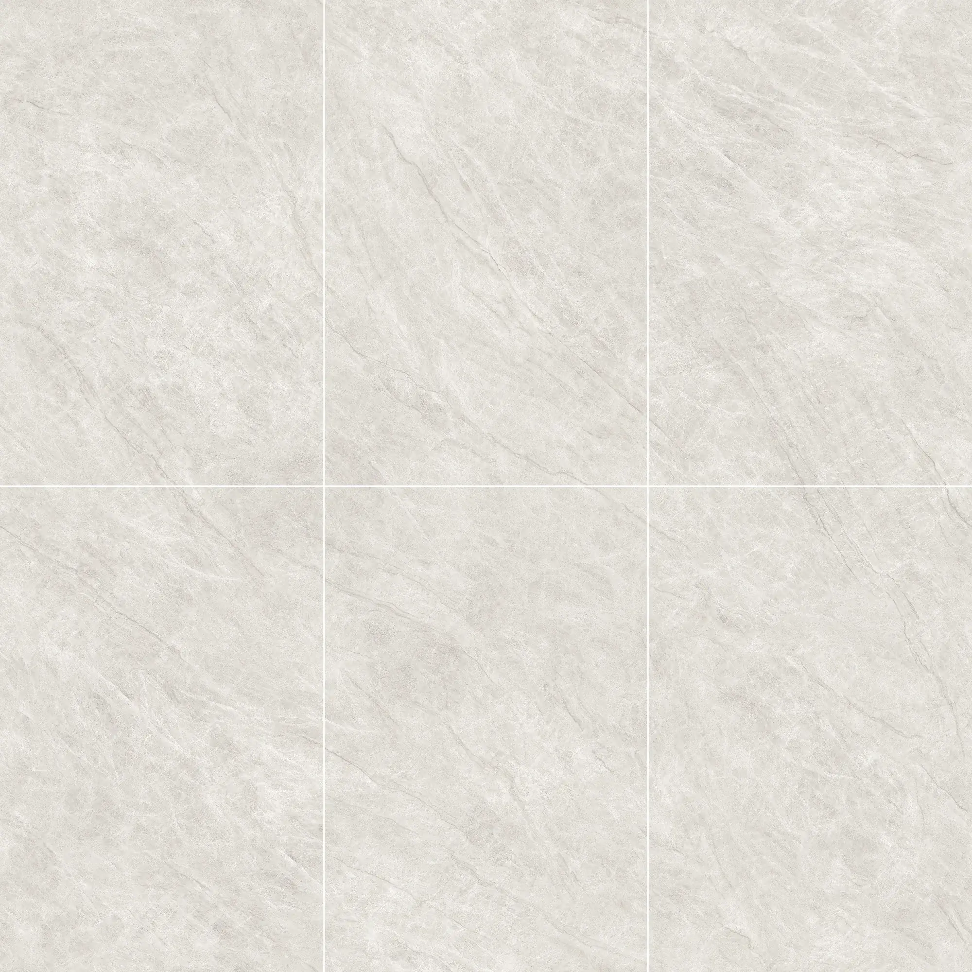 Six coordinated Taj Mahal gray white marble look sintered stone slab faces