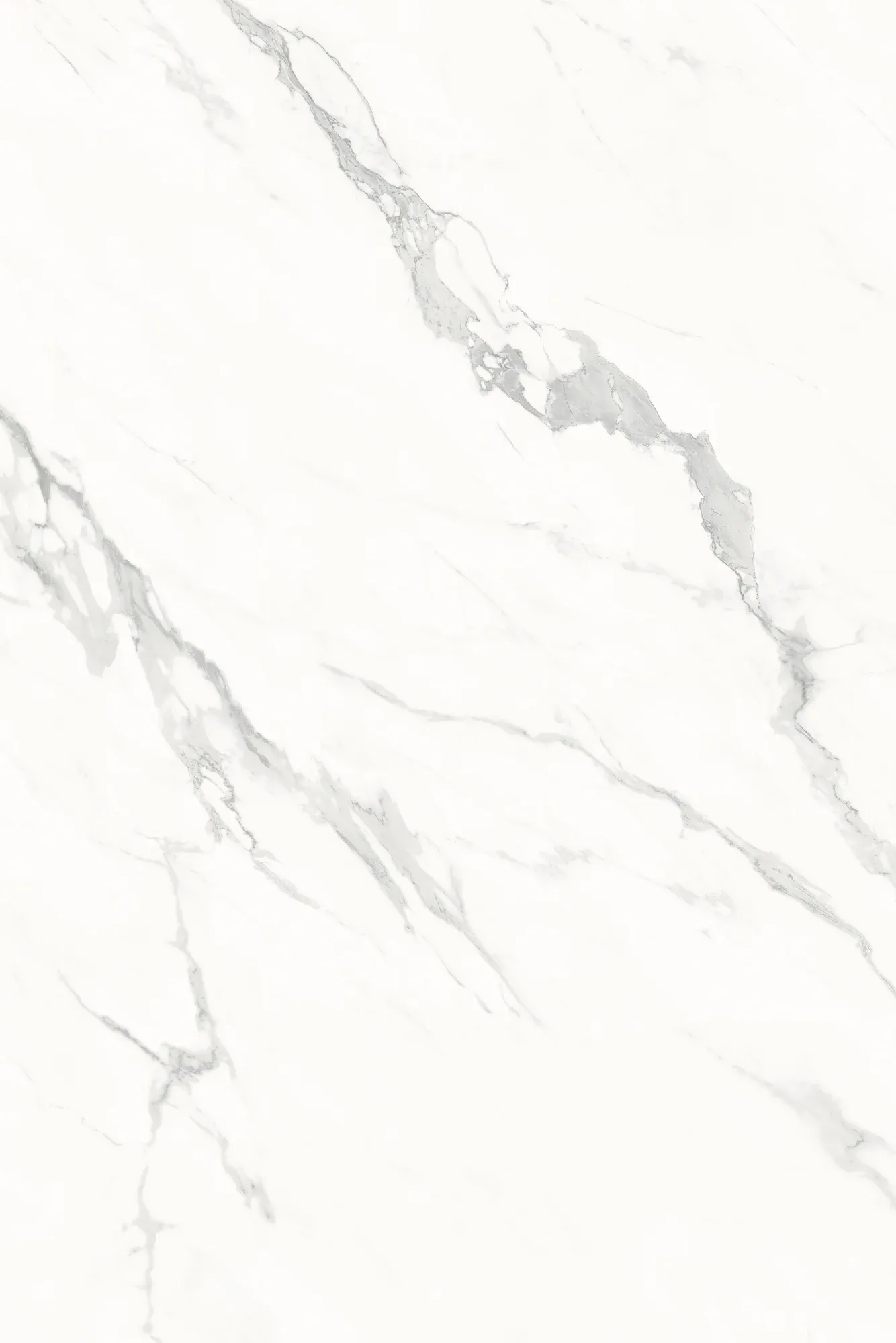 Full slab face of White Carrara white gray marble look sintered stone
